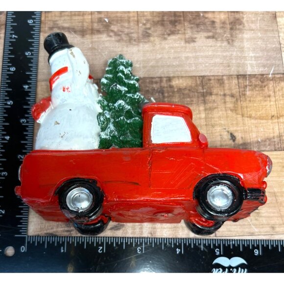 Vintage Red Truck Candle With Snowman & Christmas Tree - Picture 5 of 5